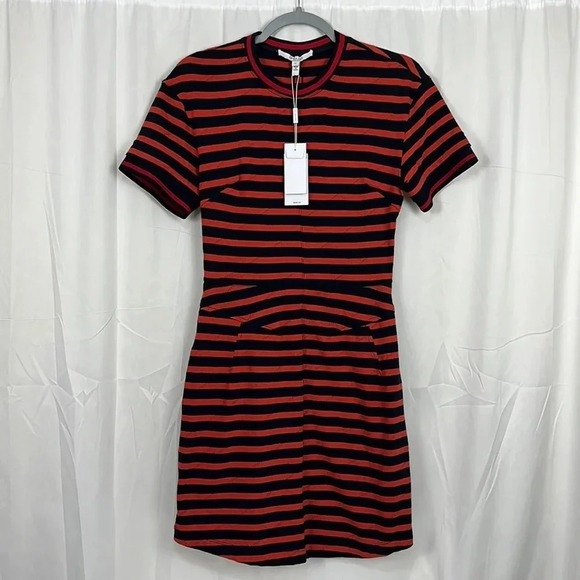 10 Crosby Derek Lam NWT Women’s Small Striped T-Shirt Dress - Picture 1 of 8